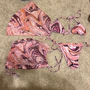 Neverworn Four piece shein bathing suit size medium with intact protective liner